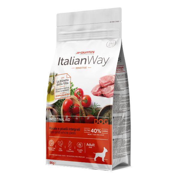 foto del prodotto italianway mini adult intestinal maiale e piselli 8 kg 1 ordine scegli lo sconto bzr5 bzr20 200 punti fedelt 