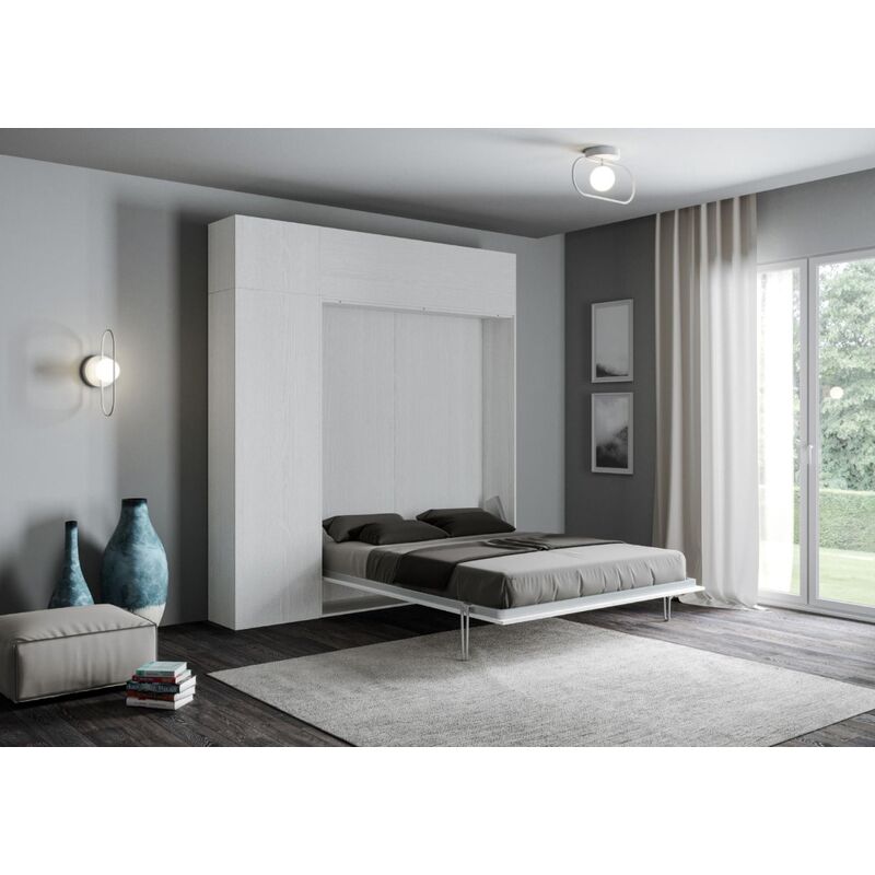 foto del prodotto itamoby letto a scomparsa con mobili una piazza e mezza 120 cm kentaro bianco
