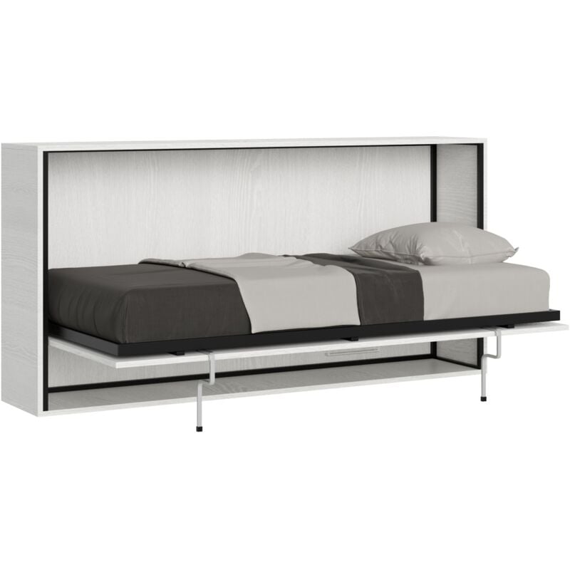 foto del prodotto itamoby - letto a scomparsa orizzontale - kando singolo bianco frassino