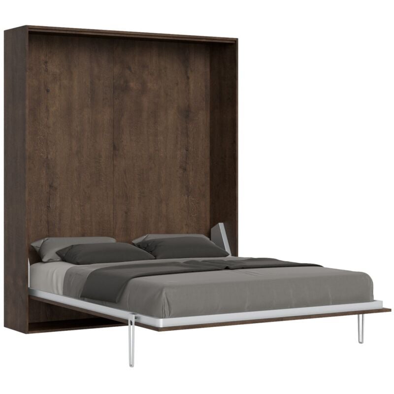 foto del prodotto itamoby - letto matrimoniale a scomparsa 160 cm con mobili noce kentaro