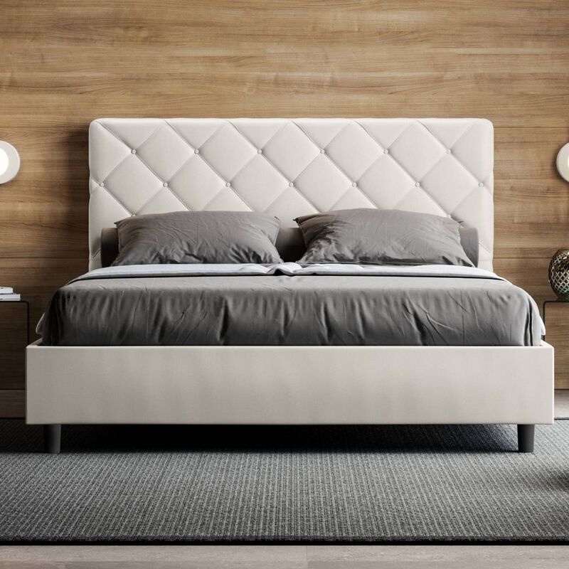 foto del prodotto itamoby - letto matrimoniale con contenitore priya bianco con rete a doghe