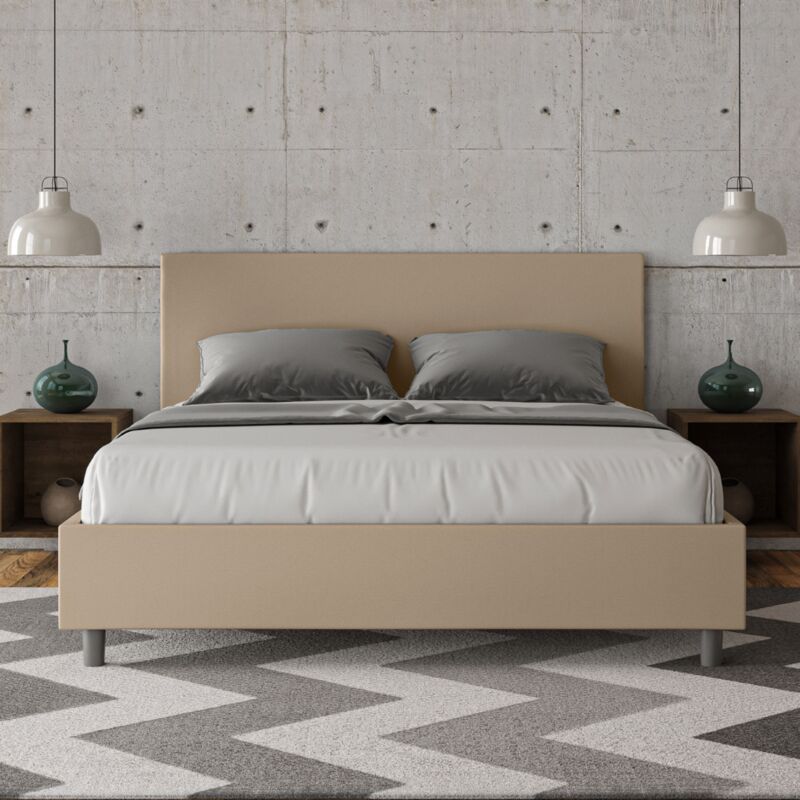 foto del prodotto itamoby letto matrimoniale contenitore imbottito 160x190 similpelle tortora adele