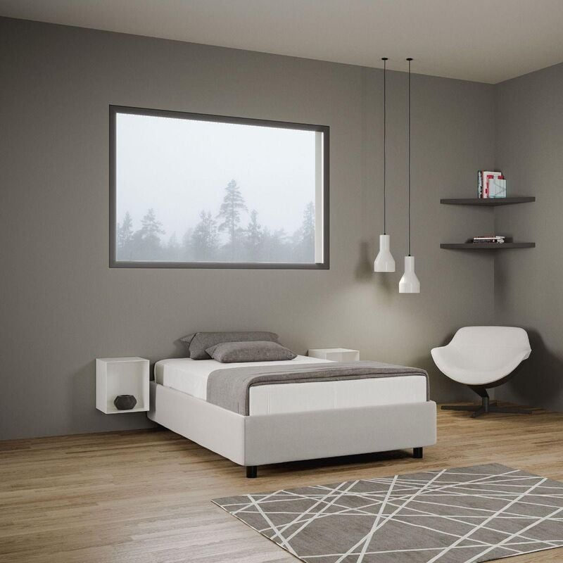 foto del prodotto itamoby - letto una piazza e mezza sommier azelia bianco senza contenitore con rete a doghe