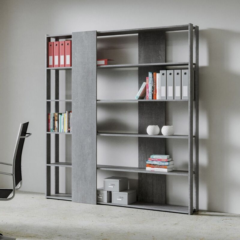 foto del prodotto itamoby libreria con 6 ripiani in legno cemento 178x204h cm kato b