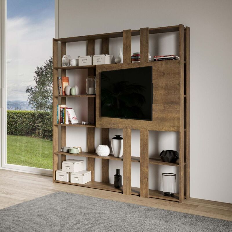 foto del prodotto itamoby libreria in legno noce 178x204h cm con porta tv e 6 ripiani kato n