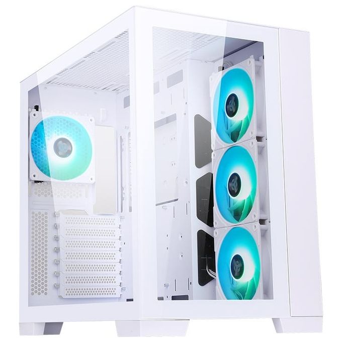foto del prodotto itek dark cave case gaming tower atx 4x12cm argb fan 2xusb 3.0 type c side e front panel temp glass white edition