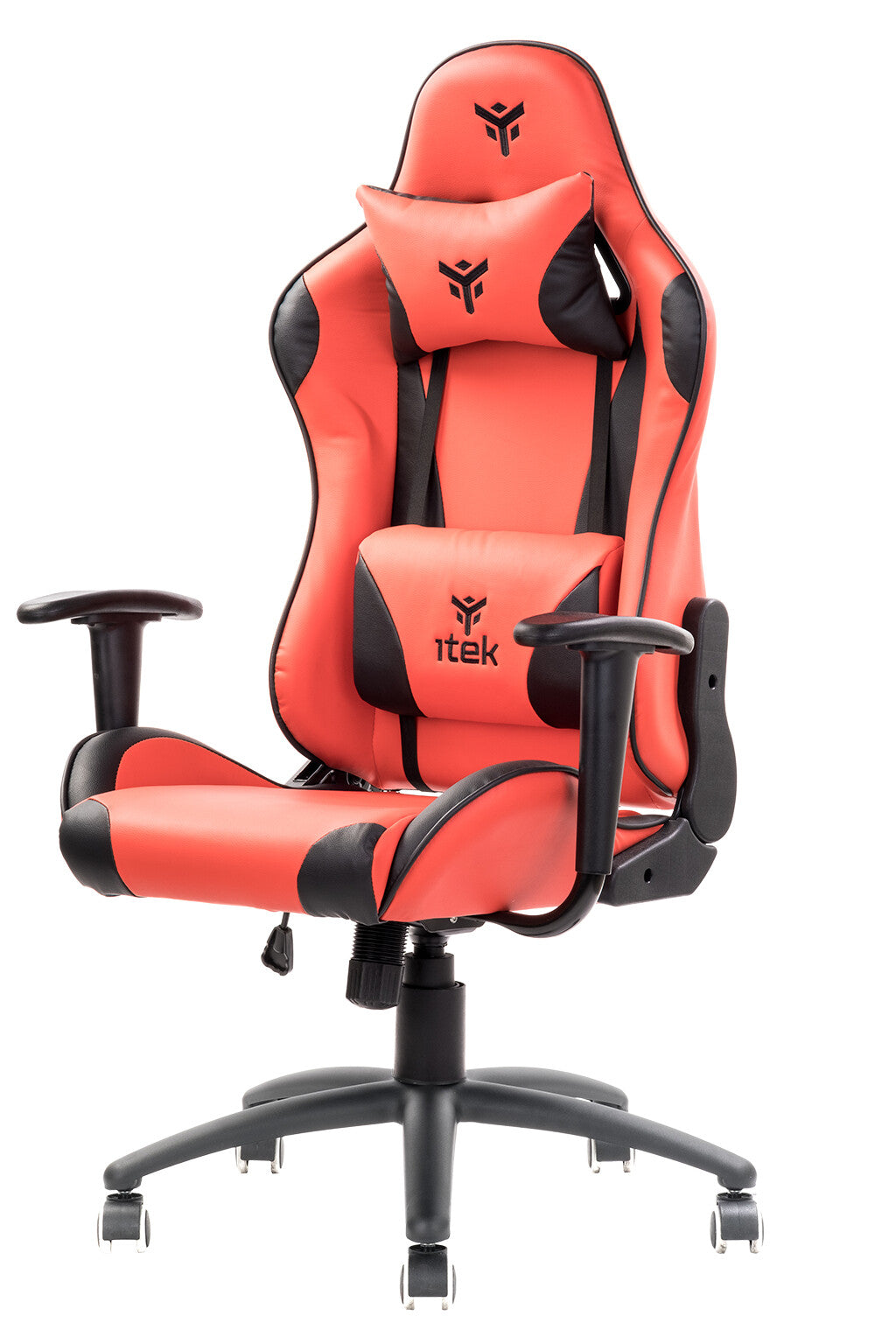 foto del prodotto itek gaming chair playcom pm20 - pvc- doppio cuscino- schienale reclinabile- rosso nero