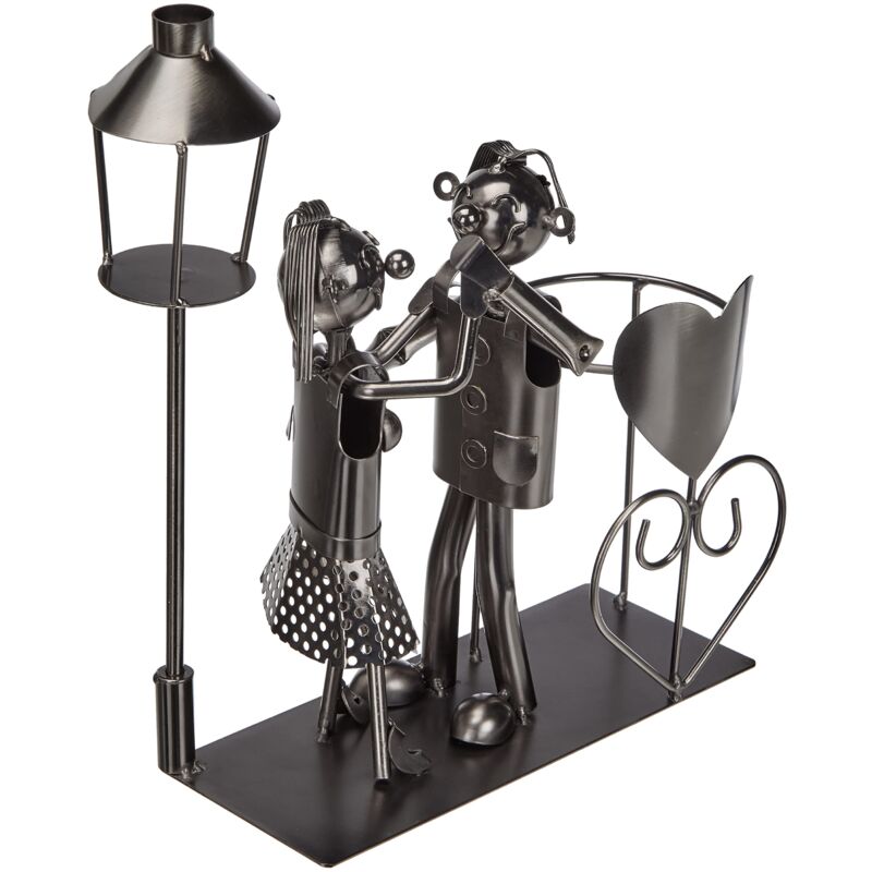 foto del prodotto ito electronics portabottiglie coppia danzante con lanterna per tea light, adatto a bottiglie con un diametro massimo di 8 cm bottiglie di vino da