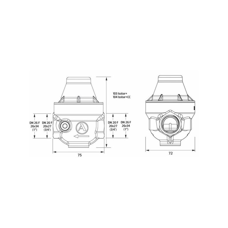 foto del prodotto itron riduttore isobar ff 3 4 coperchio ottone iso20f