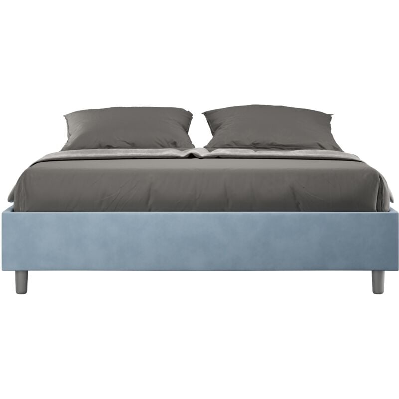 foto del prodotto ityhome letto matrimoniale e rete 160x190 in microfibra azzurro azelia