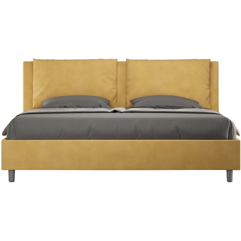 foto del prodotto ityhome letto matrimoniale king size rivestito in microfibra antea colore ocra tipologia letto con rete e contenitore dimensione rete 