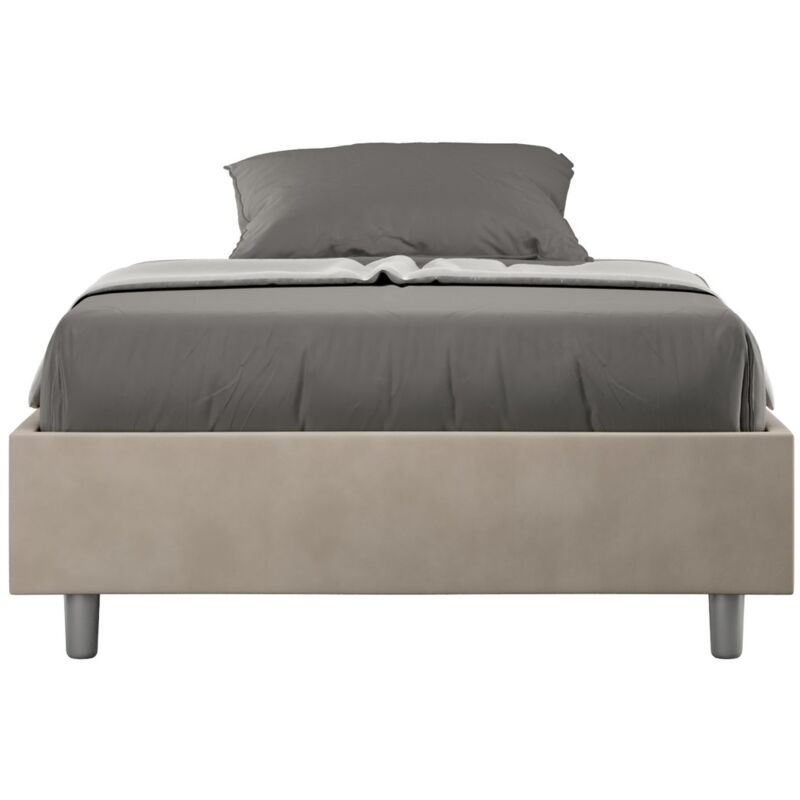 foto del prodotto ityhome letto matrimoniale rivestito in microfibra azelia tipologia letto con rete e contenitore colore beige dimensione rete 150x190