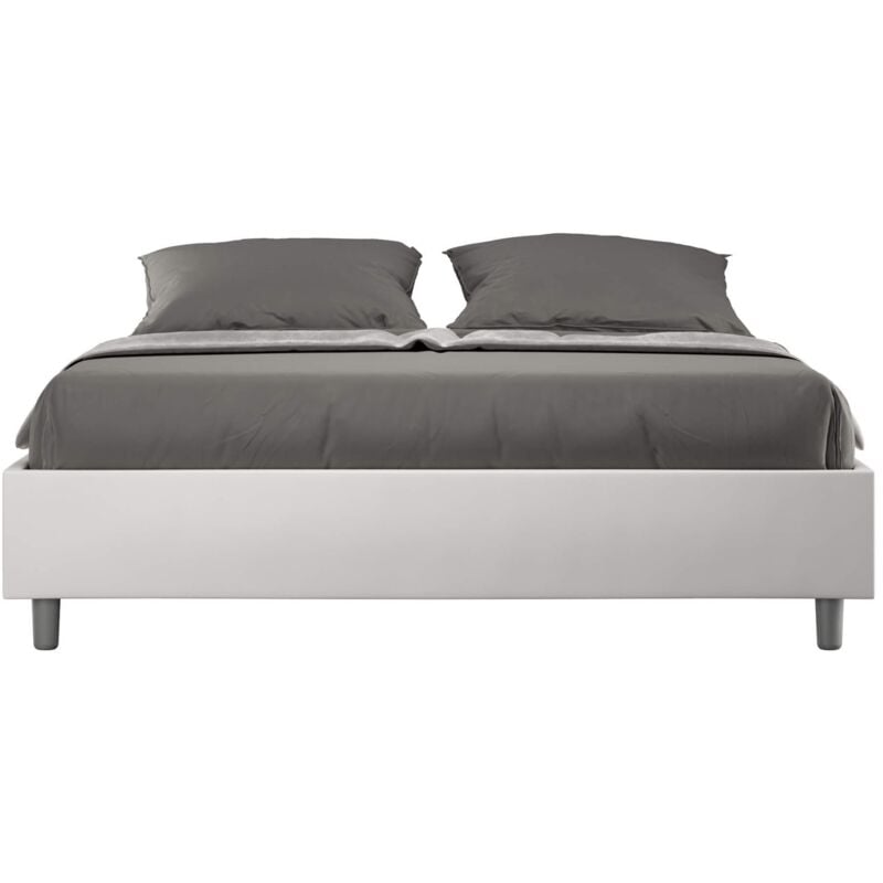 foto del prodotto ityhome - letto matrimoniale senza rete imbottito 160x190 similpelle bianco azelia