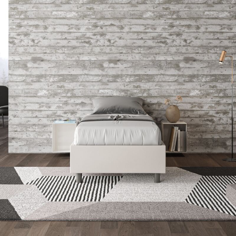 foto del prodotto ityhome letto singolo senza rete imbottito 80x190 similpelle bianco azelia