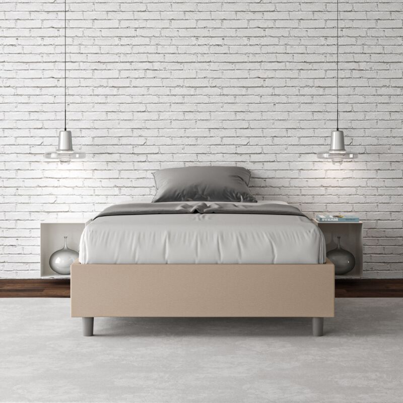 foto del prodotto ityhome - letto una piazza e mezza con rete imbottito 120x190 similpelle tortora azelia