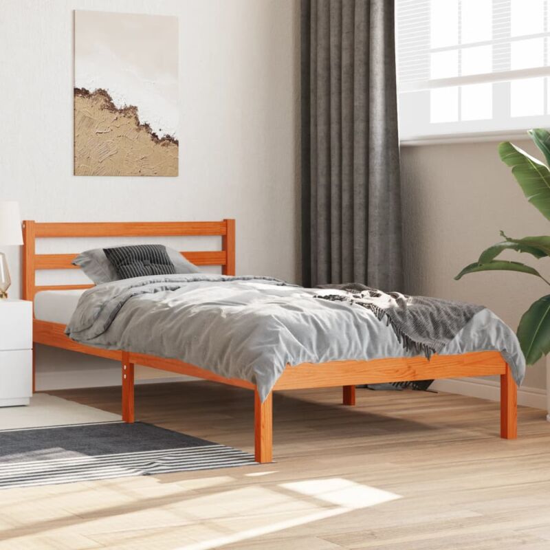 foto del prodotto ityhome vidaxl letto senza materasso marrone cera 75x190 cm in legno di pino