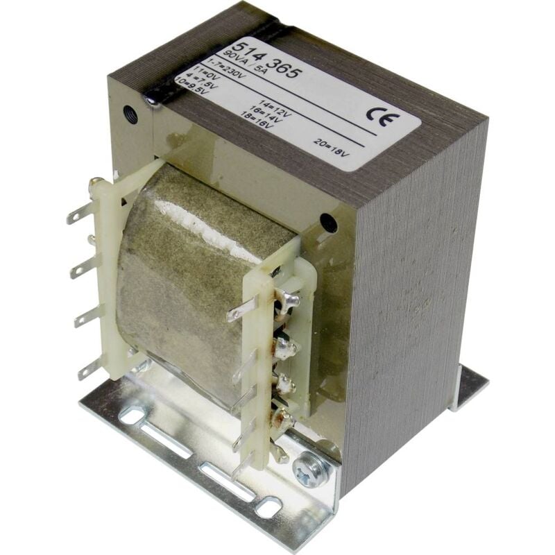 foto del prodotto iz68 trasformatore universale 1 x 230 v 1 x 7.5 v ac, 9.5 v ac, 12 v ac, 14 v ac, 16 v ac, 18 v ac 90 va 5 a elma tt