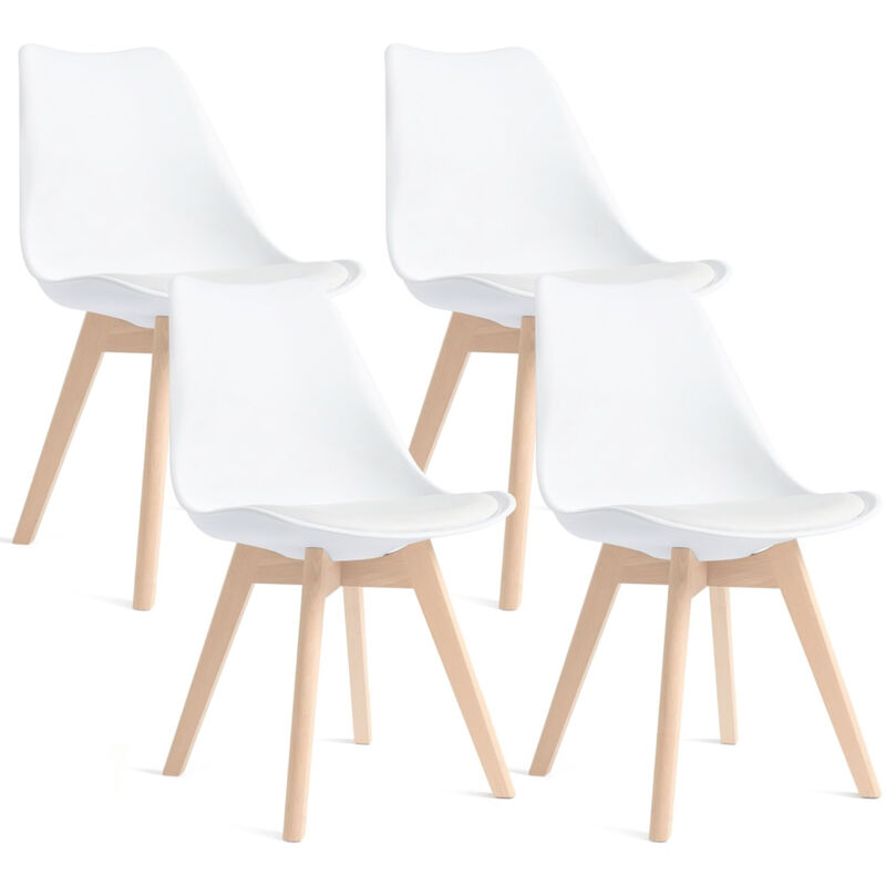 foto del prodotto iztoss set di 4 sedie bianco sedia scandinava gambe in legno 4 sedie in una confezione 