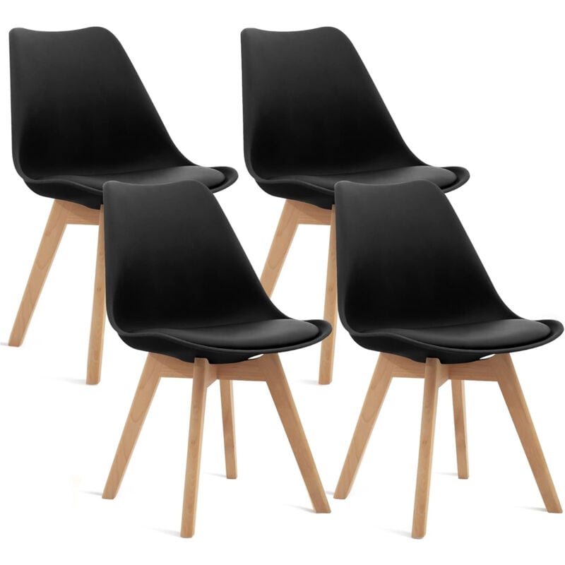 foto del prodotto iztoss set di 4 sedie nero sedia scandinava gambe in legno 4 sedie in una confezione 