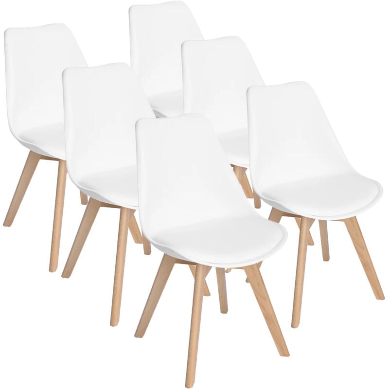 foto del prodotto iztoss set di 6 sedie bianco sedia scandinava gambe in legno 6 sedie in una confezione 