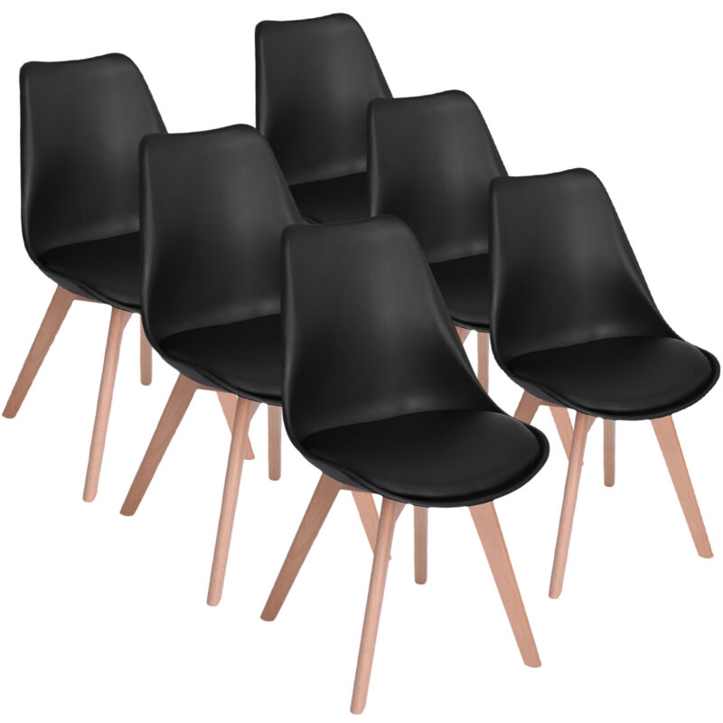 foto del prodotto iztoss set di 6 sedie nero sedia scandinava gambe in legno 6 sedie in una confezione 