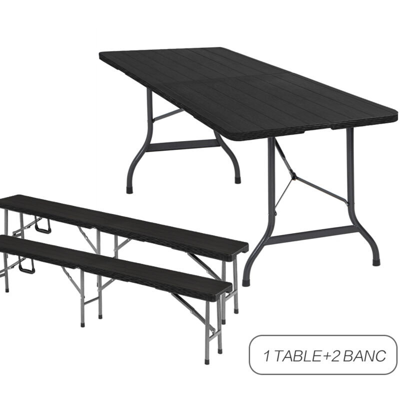 foto del prodotto iztoss set tavolo da giardino e 2 panche pieghevoli tavolo da giardino rettangolare per 8 persone set tavolo e panche da esterno per terrazza e