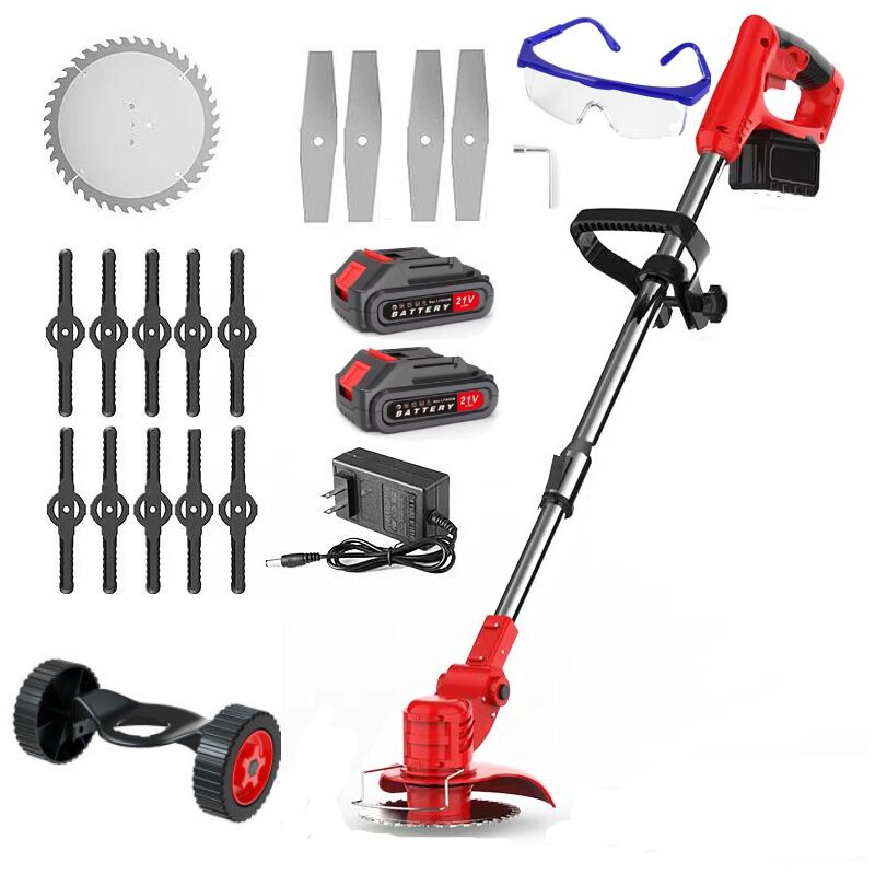 foto del prodotto iztoss tagliabordi a batteria 30 cm tagliabordi a batteria con 2 batterie da 21 v asta telescopica impugnatura regolabile rosso