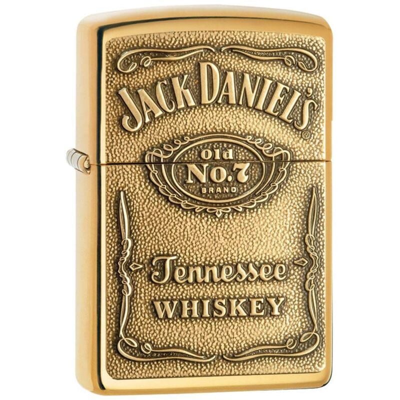 foto del prodotto jack daniel s tennessee whiskey high polish brass emblem pocket lighter, accendino tascabile unisex adulto, ottone lucido, 5 1 2 x 3 1 2 cm zippo