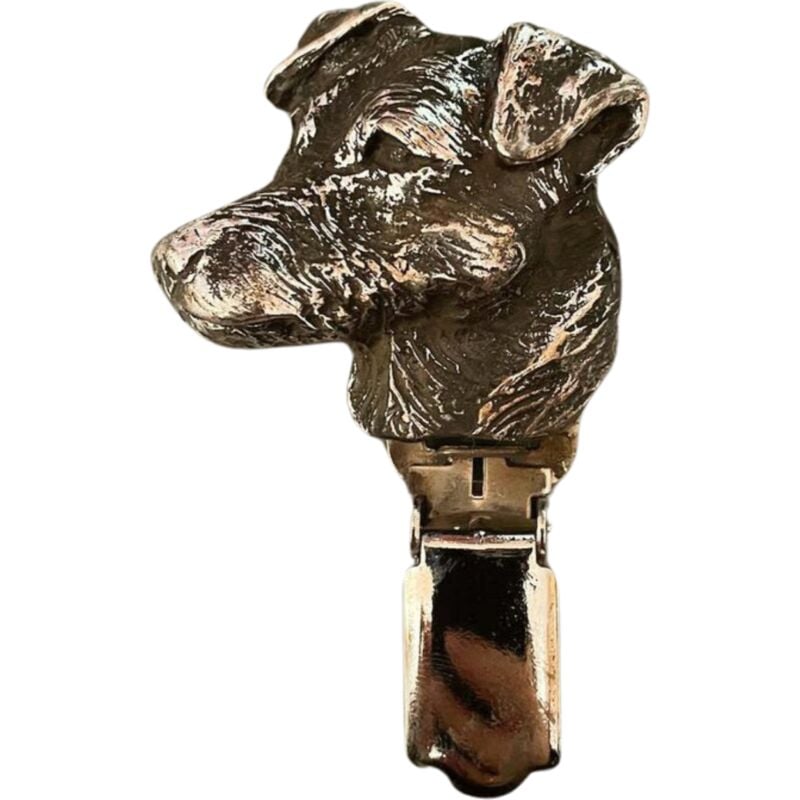 foto del prodotto jack russell terrier spilla con clip, porta numero di partenza, regalo per una mostra canina di art dog