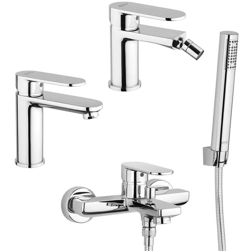 foto del prodotto jacuzzi borea set miscelatori lavabo e bidet per piletta click clack con gruppo vasca rubinetteria