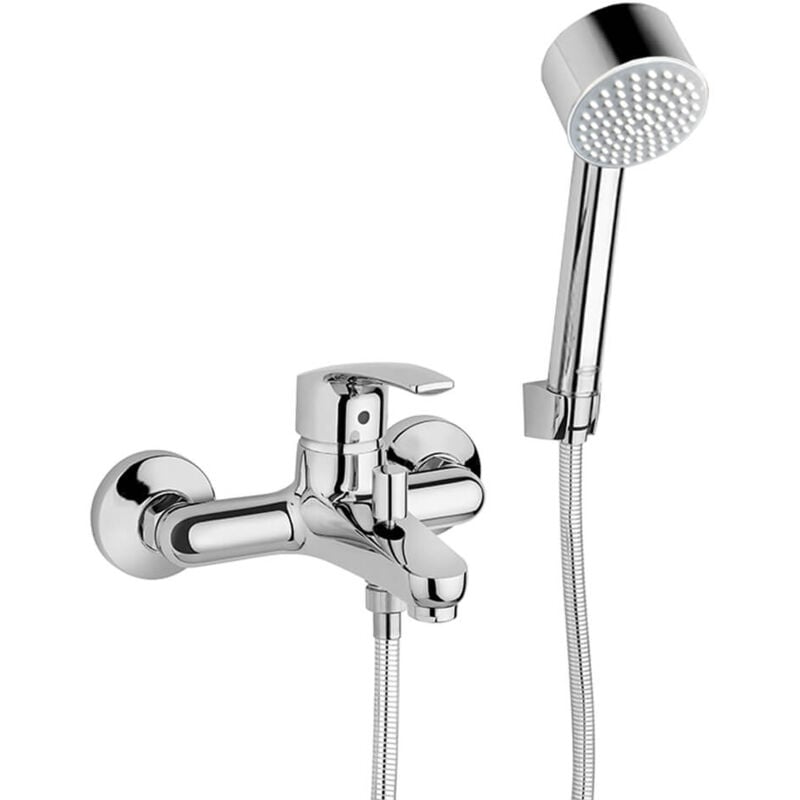 foto del prodotto jacuzzi gruppo vasca esterno rubinetteria con doccia duplex lucente ottone cromo