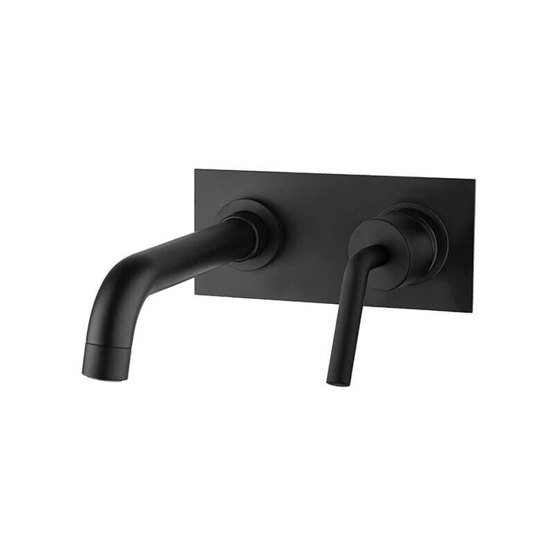 foto del prodotto jacuzzi miscelatore lavabo a muro con piastra nero opaco serie lumos rubinetteria