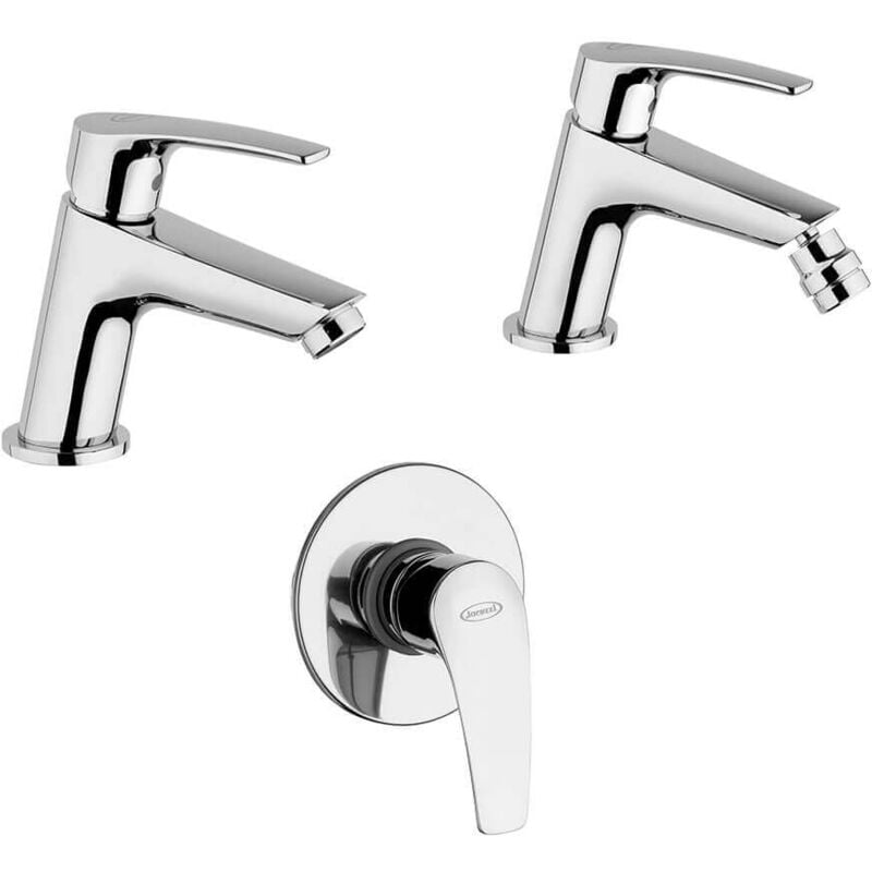 foto del prodotto jacuzzi rubinetteria lucente set miscelatori lavabo bidet per piletta click clack e incasso doccia una uscita
