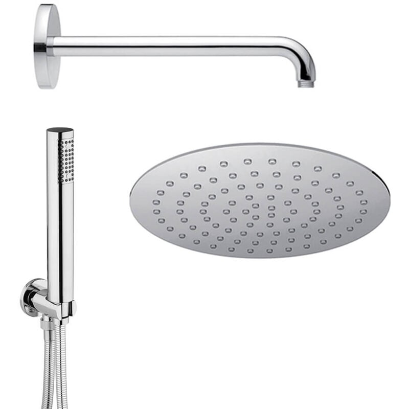 foto del prodotto jacuzzi rubinetteria set doccia composto da braccio doccia a parete soffione ultraslim tondo 25 cm e doccino