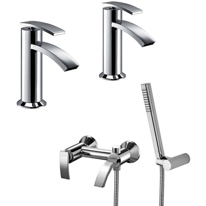 foto del prodotto jacuzzi set miscelatori lavabo bidet gruppo vasca rubinetteria ray ottone cromato per piletta click clack