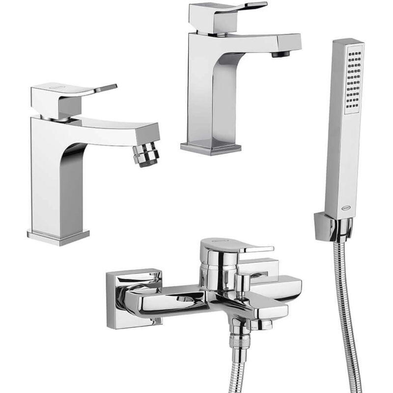 foto del prodotto jacuzzi set miscelatori lavabo bidet gruppo vasca rubinetteria tank ottone cromato per piletta click clack