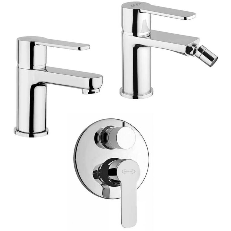 foto del prodotto jacuzzi set miscelatori lavabo bidet incasso doccia con deviatore rubinetteria eolo ottone cromato per piletta click clack