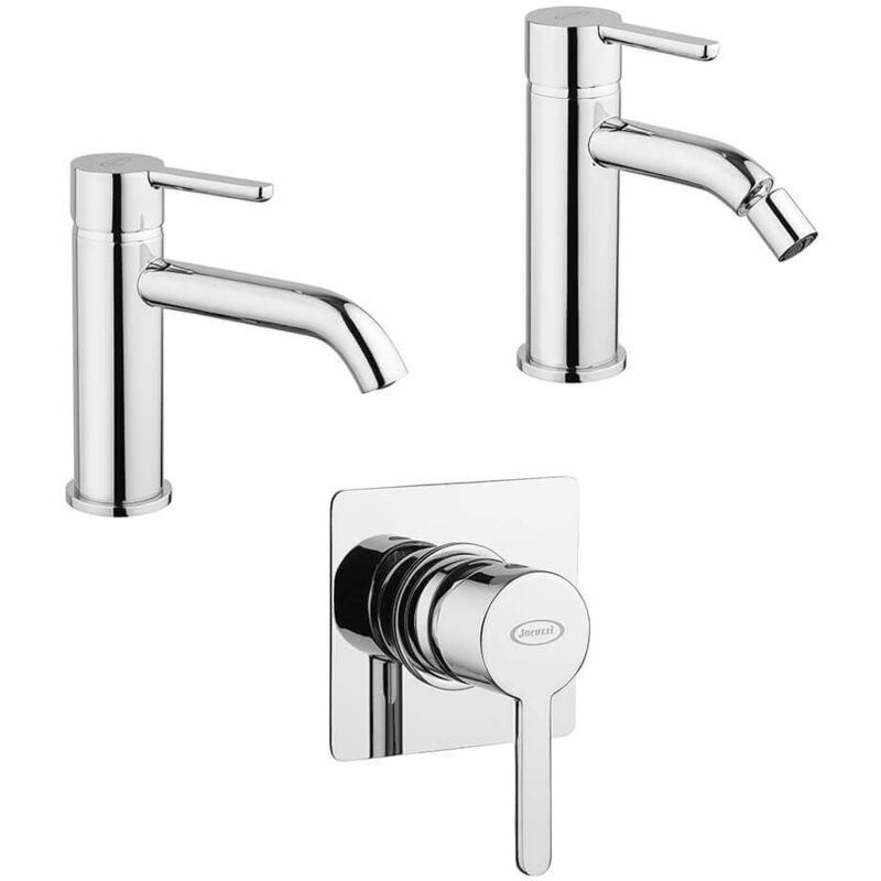 foto del prodotto jacuzzi set miscelatori lavabo bidet incasso doccia rubinetteria sunset ottone cromato per piletta click clack