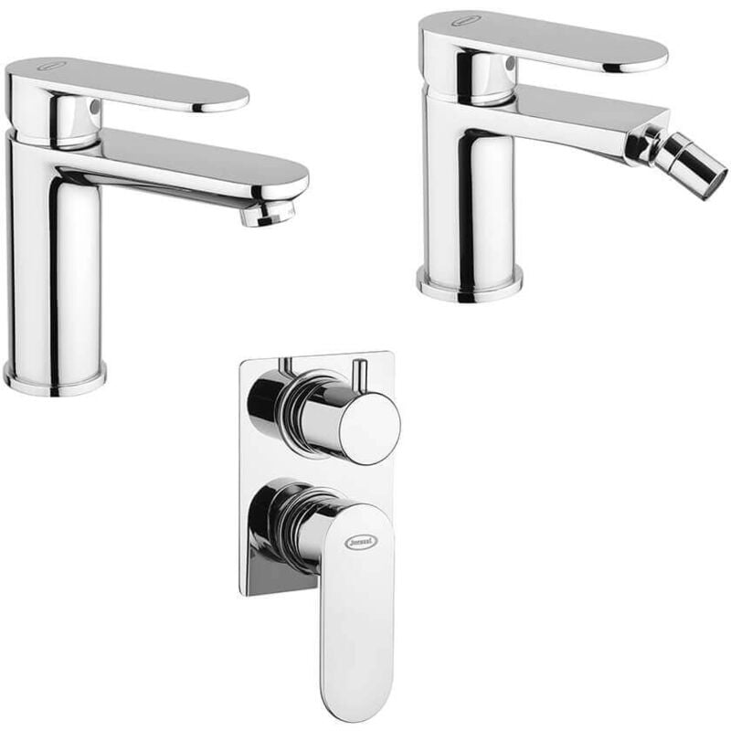 foto del prodotto jacuzzi set miscelatori lavabo e bidet per piletta click clack doccia incasso con deviatore rubinetteria borea