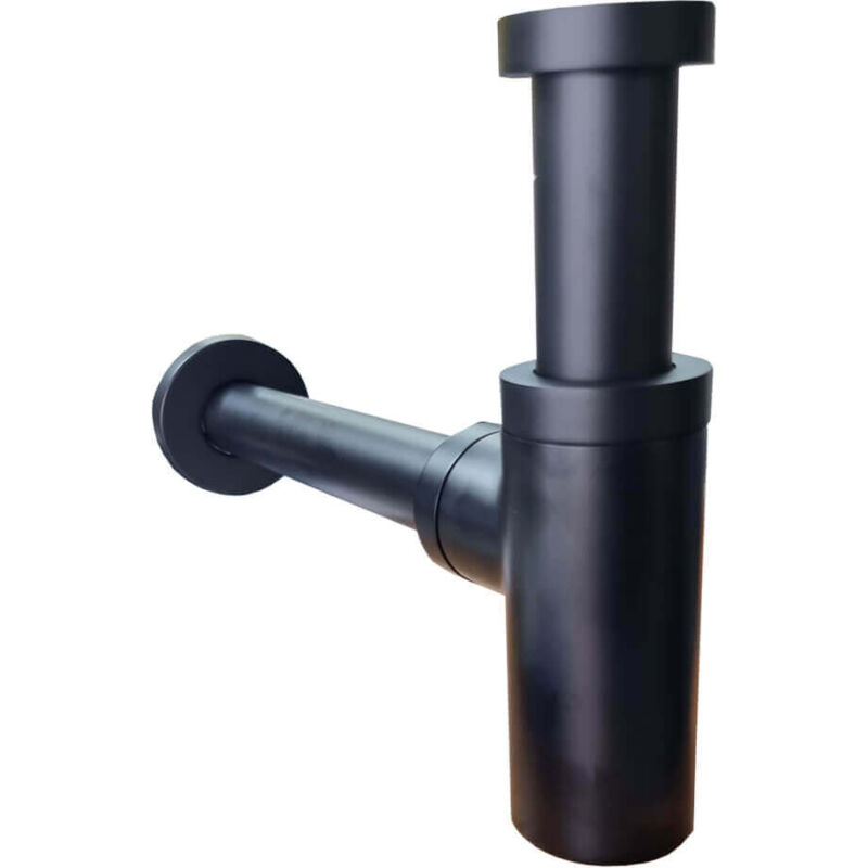 foto del prodotto jacuzzi sifone d arredo nero opaco rubinetteria tondo