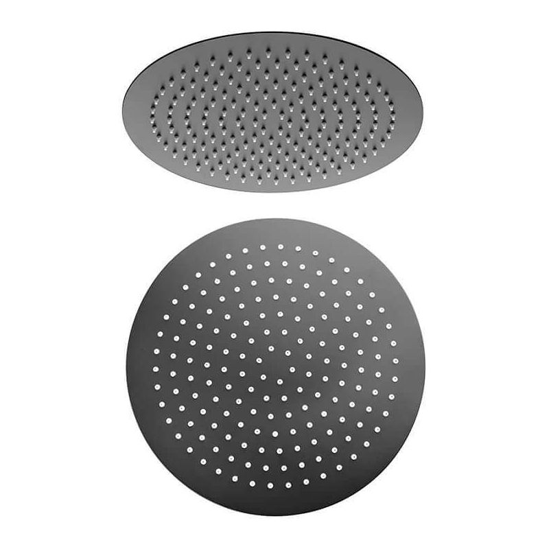foto del prodotto jacuzzi soffione nero opaco tondo ultrapiatto rubinetteria in acciaio diametro 30 cm