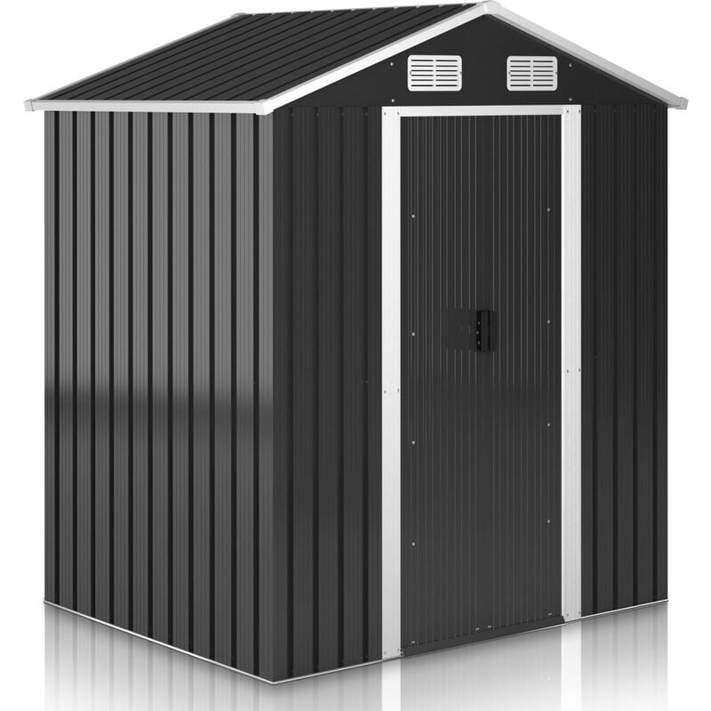foto del prodotto jago capannone per esterno 182x186x118 cm, in acciaio, porta scorrevole, tetto inclinato, presa d aria, con base, impermeabile, uv resistente