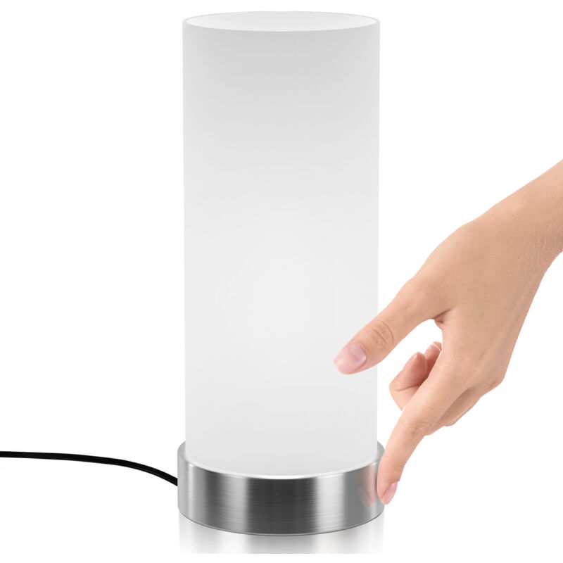 foto del prodotto jago lampada da comodino a touch, 3 livelli di luce notturna, e14, max 40 w o led dimmerabile lampada da tavolo, a cilindro, a controllo