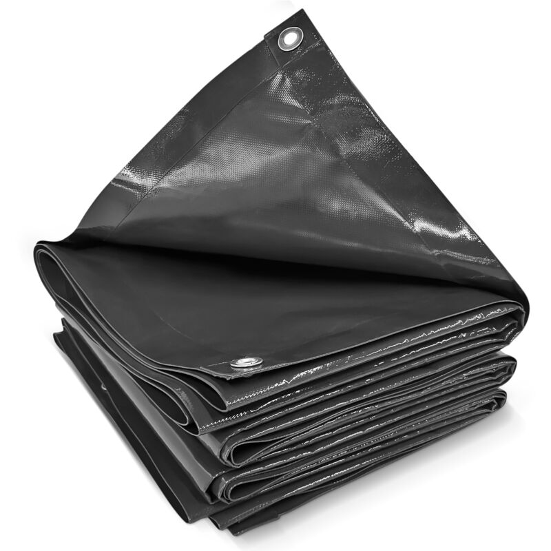 foto del prodotto jago telo impermeabile 4 x 3 m, pvc 650 g m , impermeabile, antipioggia, con occhielli, antracite telo copritutto occhiellato, copertura,