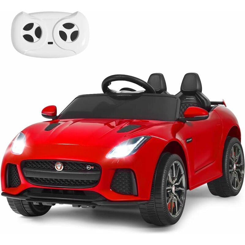 foto del prodotto jaguar auto elettrico 12 v per bambini, macchina elettrica con telecomando, avanti e indietro, velocit 3 5 km h rosso costway