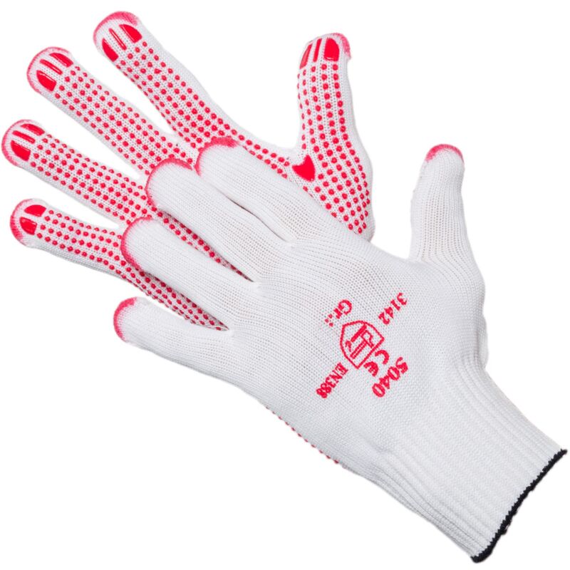 foto del prodotto jah 5040 guanti a maglia in cotone nylon, 12 paia di gommini pesanti, colore bianco, taglia 7