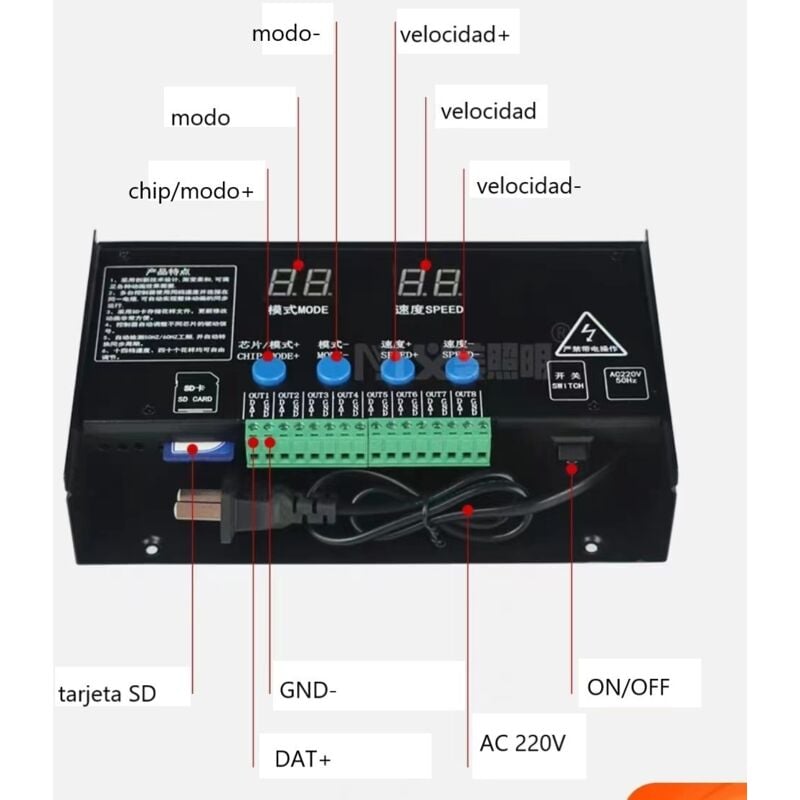 foto del prodotto jandei controller programmabile 6000 pixel 8 canali led ledel