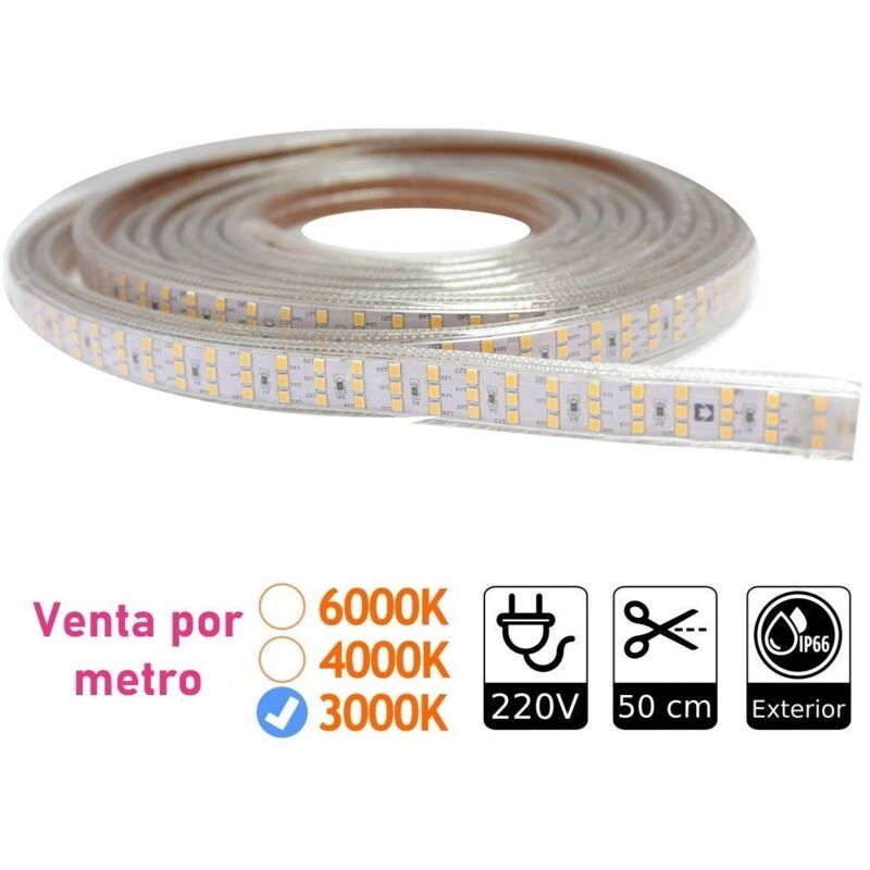 foto del prodotto jandei led 220v triple 3000k 276 led m. ip65 esterno. strisce led da 1 metro