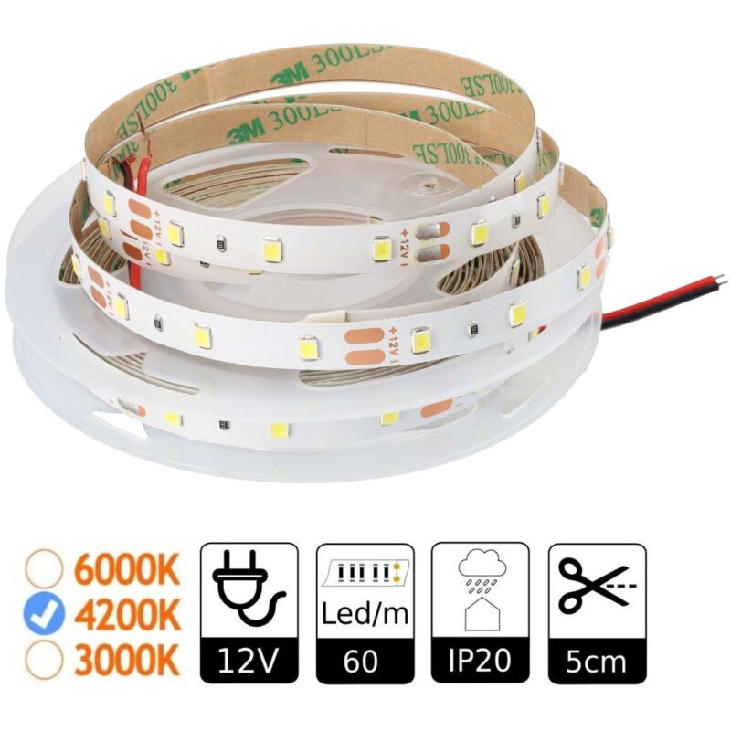foto del prodotto jandei led pira 12v 4200k 60leds ip20 smd2835 5 m strisce led