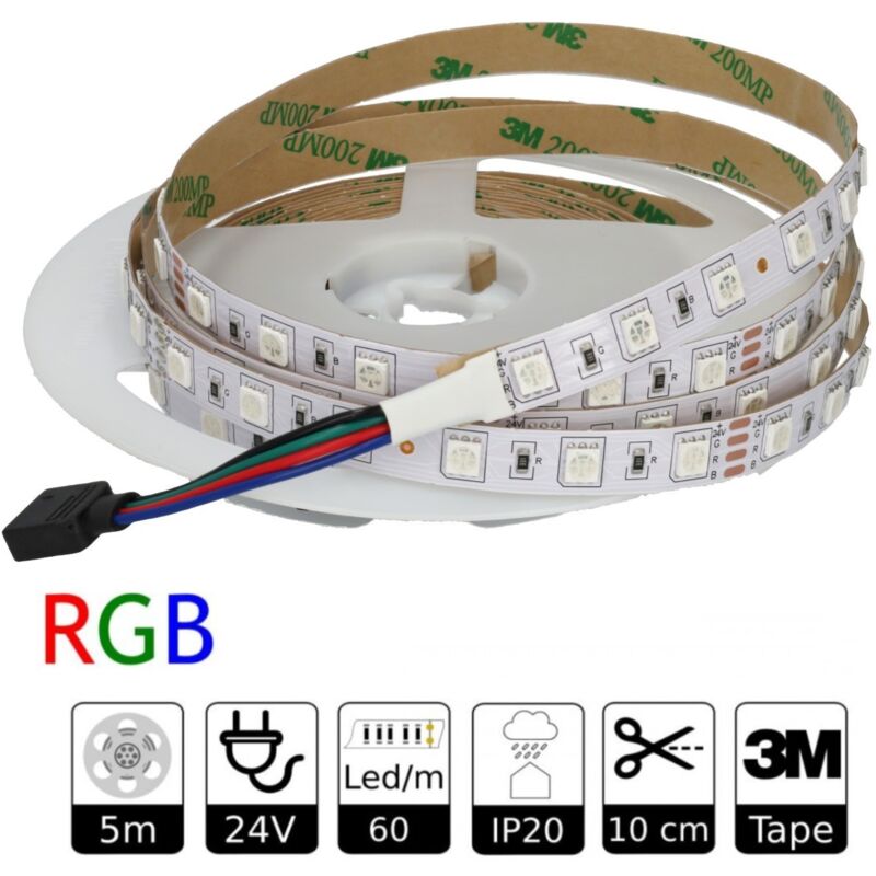 foto del prodotto jandei led tira 24v interno ip20 60led m smd5050 adesivo 3m 5m led tira 24v